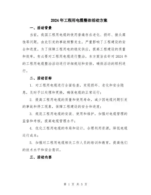 2024年工程用电缆整治活动方案