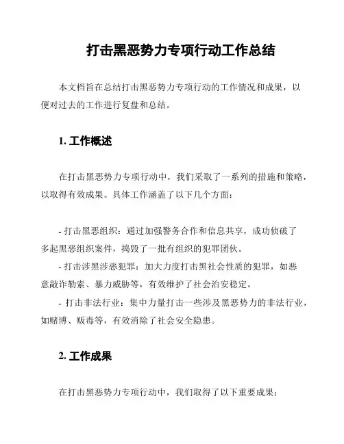 打击黑恶势力专项行动工作总结