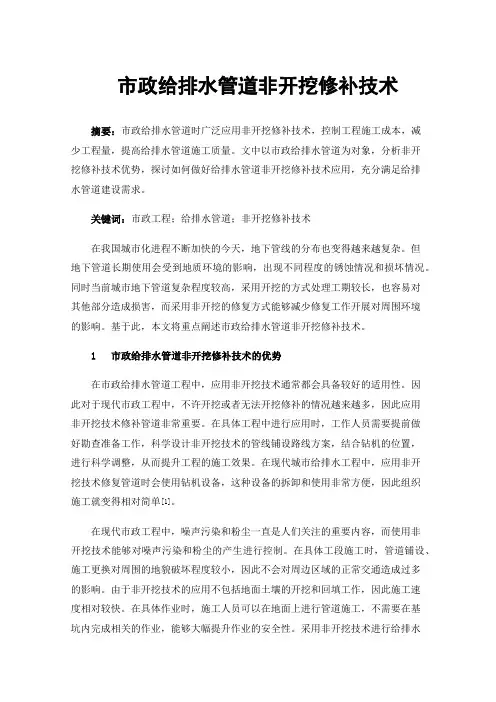 市政给排水管道非开挖修补技术
