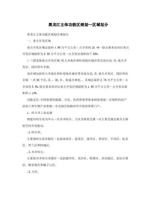黑龙江主体功能区规划--区域划分