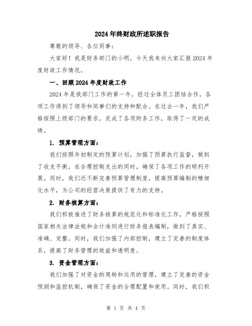 2024年终财政所述职报告