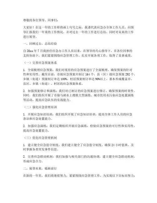 应急办年终述职报告范文