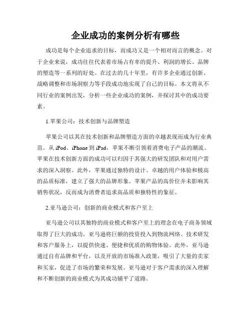 企业成功的案例分析有哪些