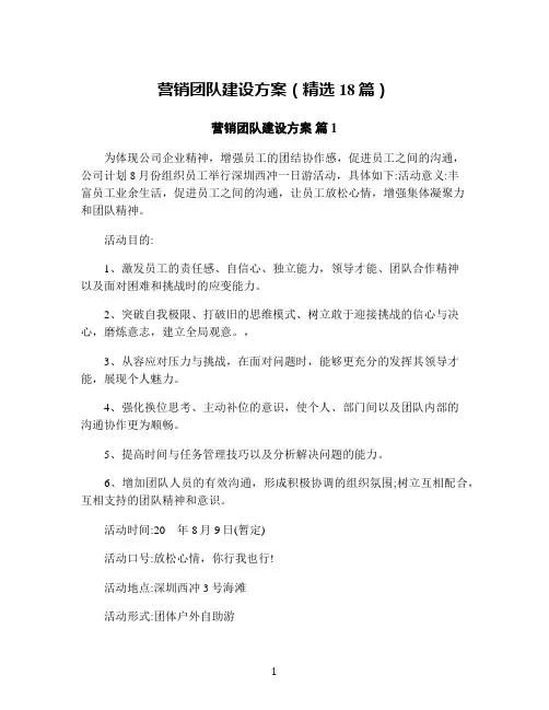 营销团队建设方案(精选18篇)