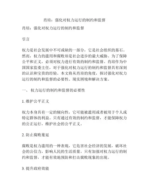 肖培：强化对权力运行的制约和监督