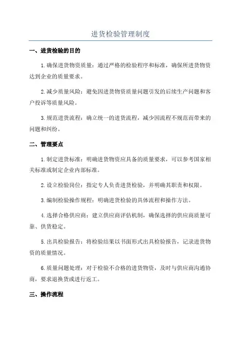 进货检验管理制度