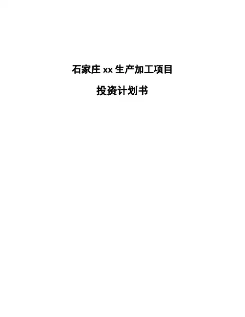 石家庄xx生产加工项目投资计划书