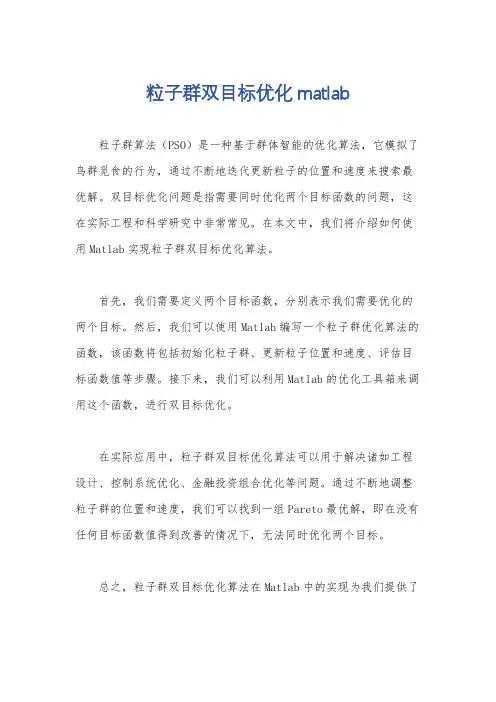 粒子群双目标优化matlab