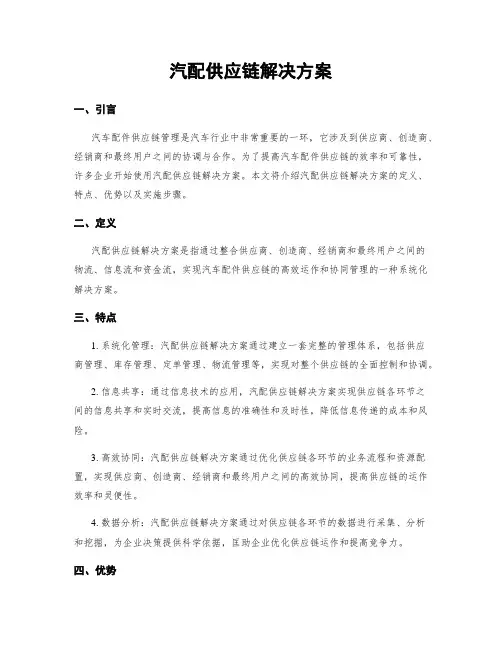 汽配供应链解决方案