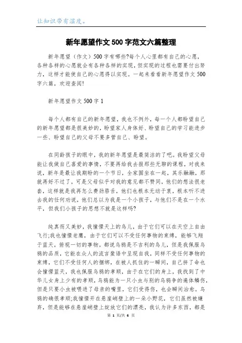 新年愿望作文500字范文六篇整理