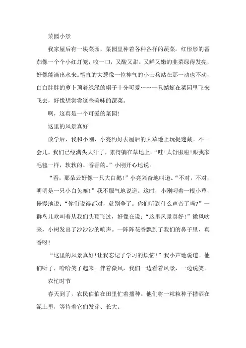 小学一年级看图写话练习范文大全
