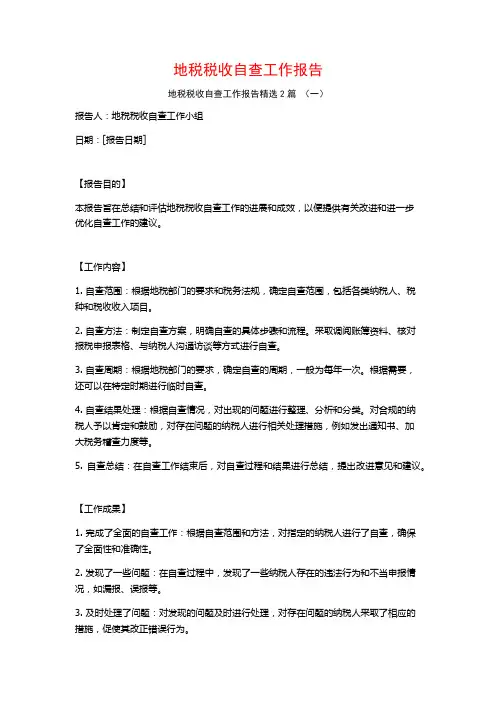 地税税收自查工作报告2篇