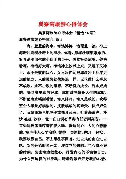 巽寮湾旅游心得体会
