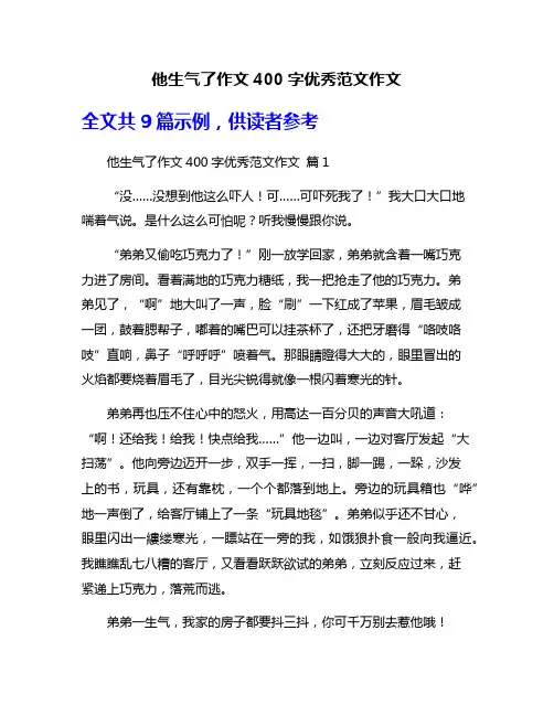他生气了作文400字优秀范文作文