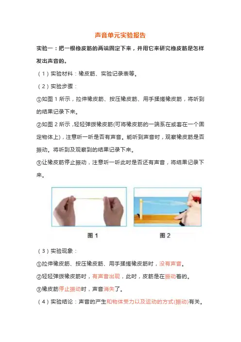 教科版小学科学四年级上册实验报告(全册)