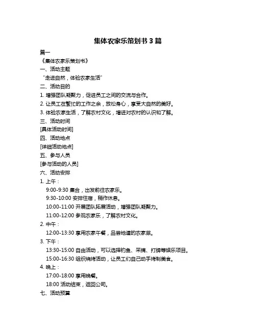 集体农家乐策划书3篇