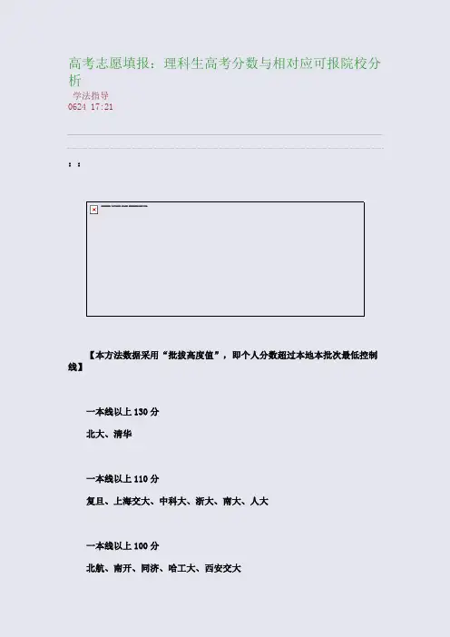 高考志愿填报：理科生高考分数与相对应可报院校分析(整理精校版)
