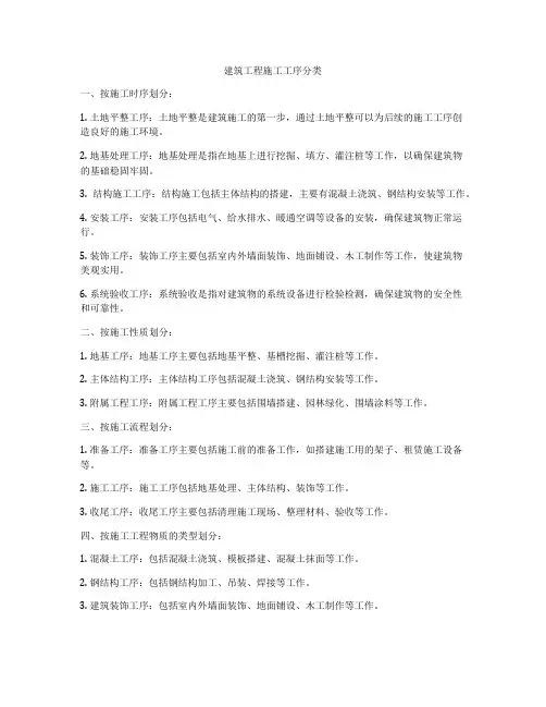 建筑工程施工工序分类