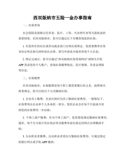 西双版纳市五险一金办事指南
