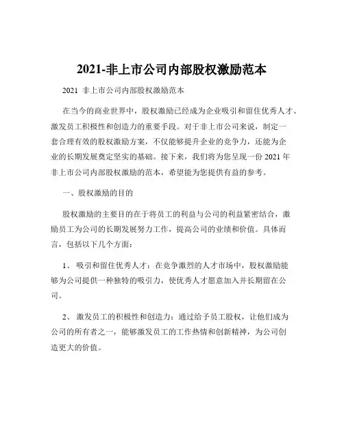 2021-非上市公司内部股权激励范本