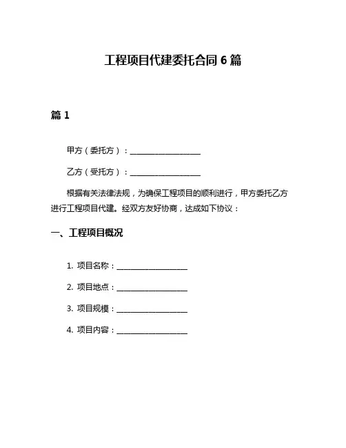 工程项目代建委托合同6篇