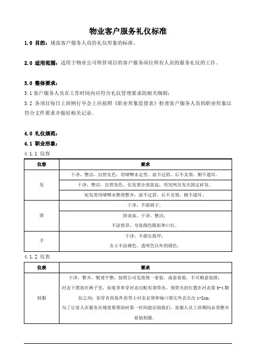 物业公司客户服务礼仪标准(各场景含细节)