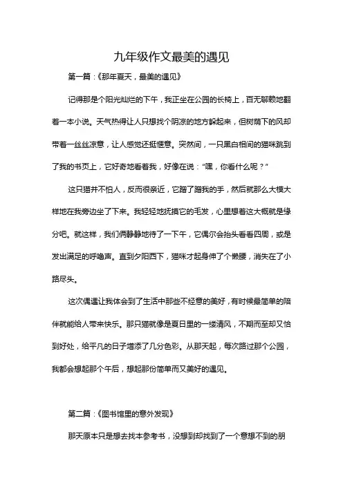 九年级作文最美的遇见