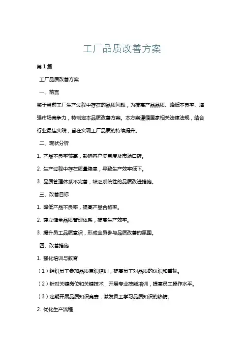 工厂品质改善方案