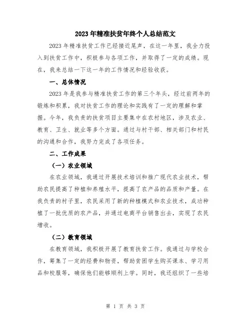 2023年精准扶贫年终个人总结范文