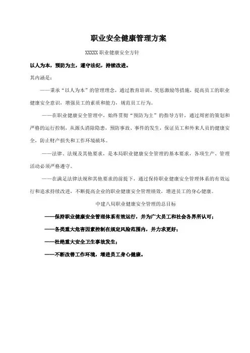 职业安全健康管理方案