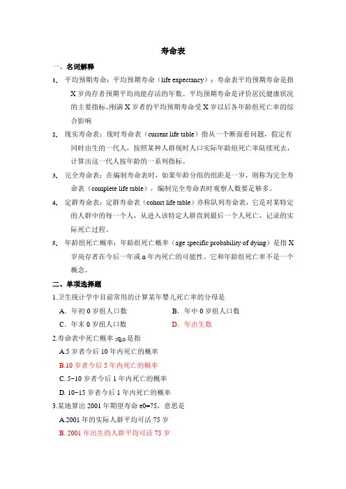 寿命表