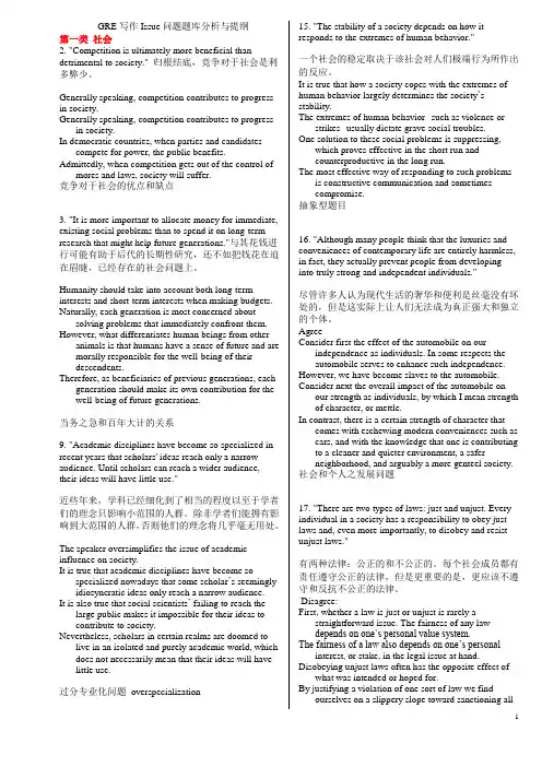 Issue题库分类及写作提纲