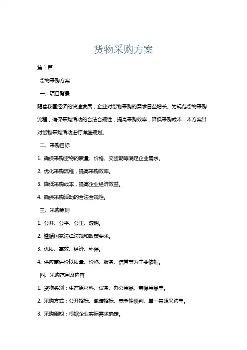 货物采购方案
