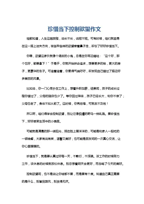 珍惜当下控制欲望作文