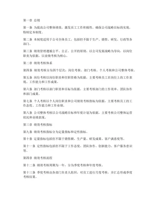 小家电公司绩效管理制度