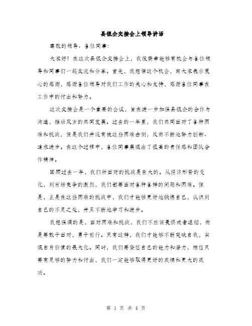 县银企交接会上领导讲话（2篇）