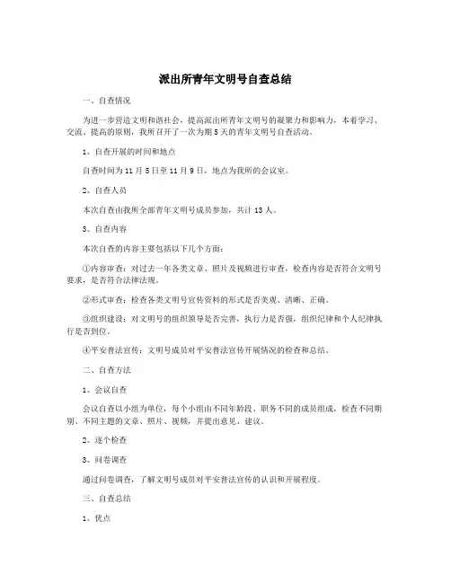 派出所青年文明号自查总结