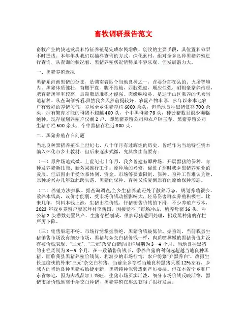 畜牧调研报告范文