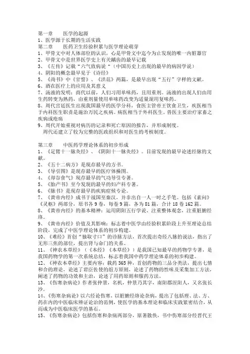 中国医学史复习资料