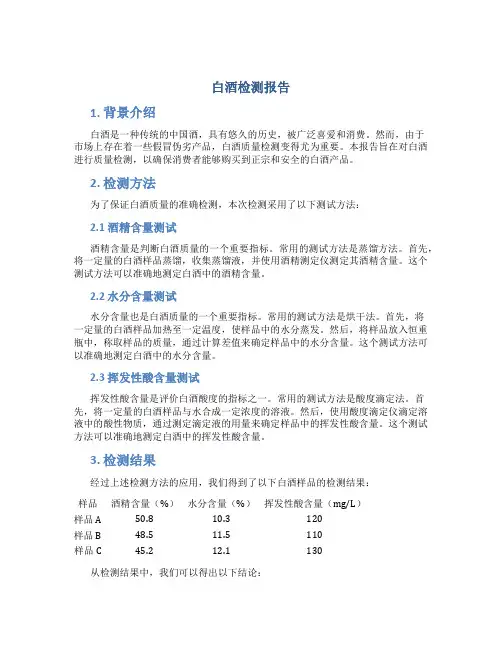 白酒检测报告报告