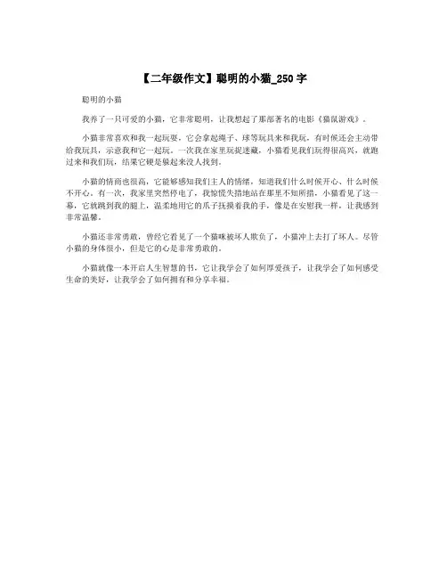 【二年级作文】聪明的小猫_250字
