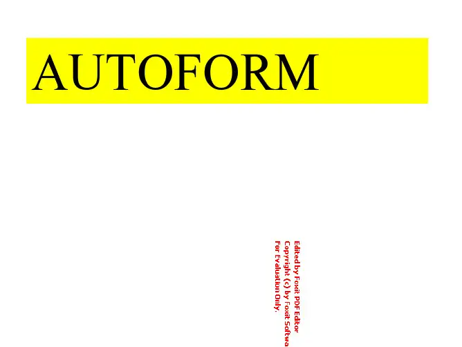AUTOFORM教程