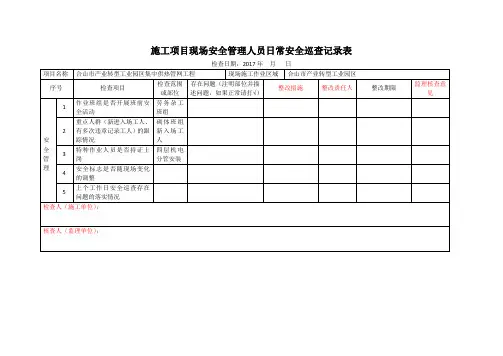 安全员日常巡查记录表