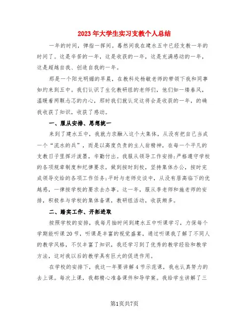 2023年大学生实习支教个人总结(3篇)