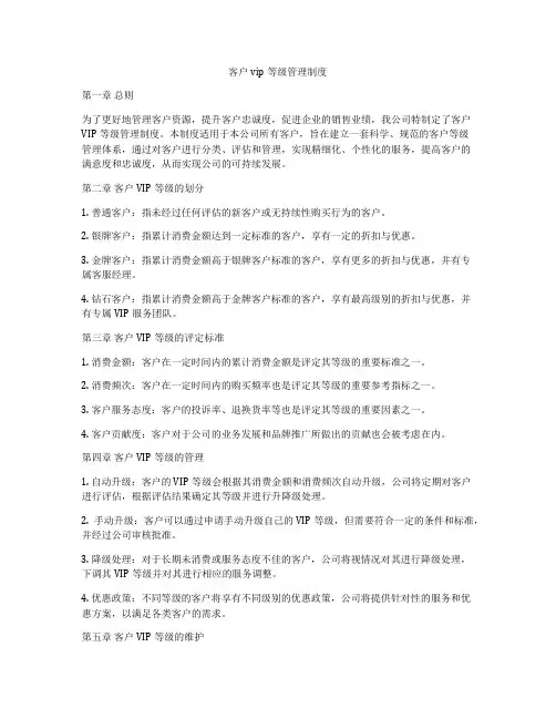 客户vip等级管理制度