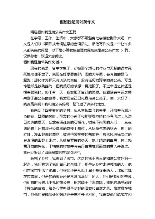 假如我是蒲公英作文