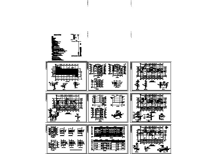 1450平米临街四层框混结构商住楼平立剖面设计CAD图纸（含阁楼）