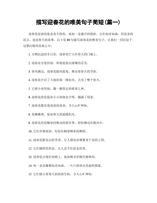 描写迎春花的唯美句子简短(精选合集2篇)