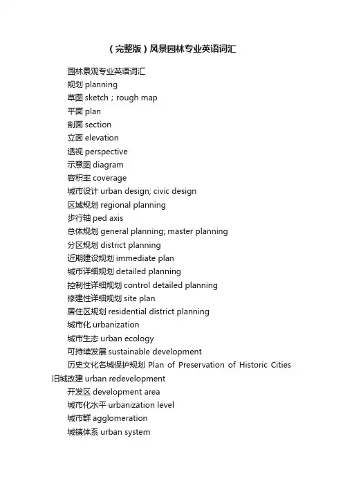 （完整版）风景园林专业英语词汇