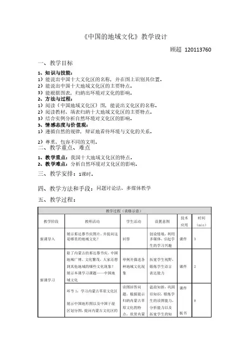 中国的地域文化（教学设计）